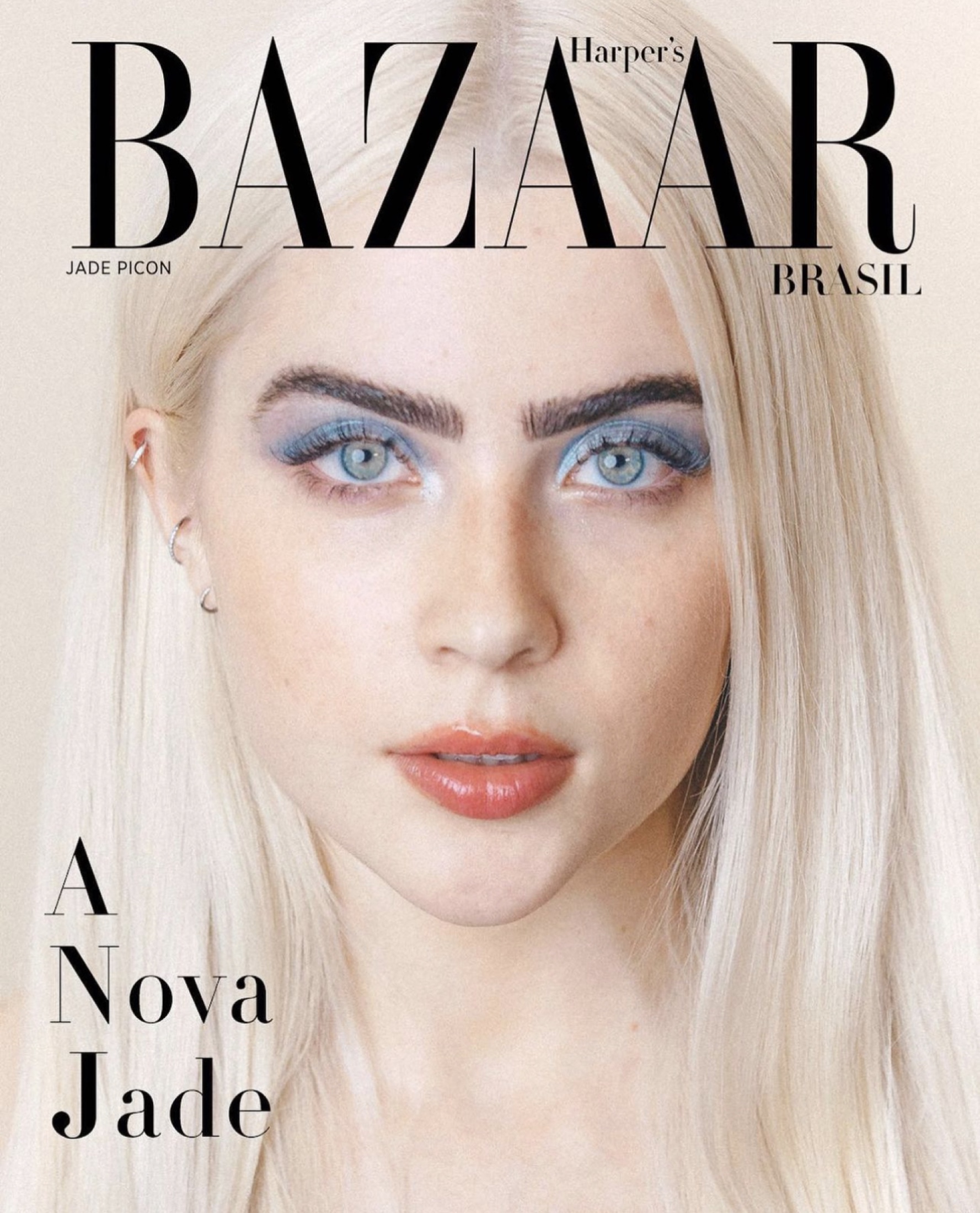 Capa digital da Harper’s Bazaar Brasil com Jade Picon